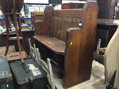 Lot 920 - Small Victorian pitch pine pew 102cm wide, 92.5 cm high, 44cm deep