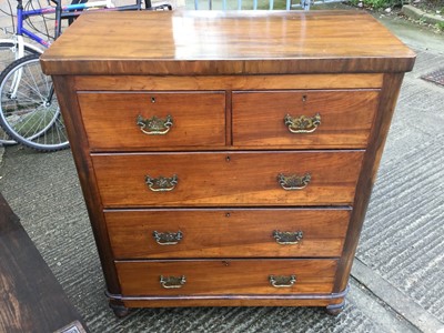 Lot 1033 - Victorian mahogany chest of two short and three long draws, with brass handles