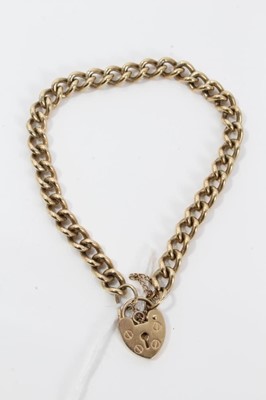 Lot 97 - 9ct gold curb link bracelet with padlock clasp