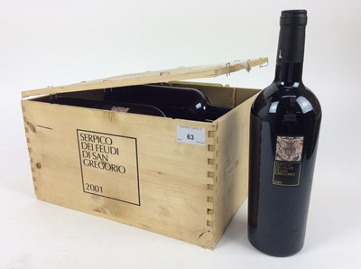 Lot 63 - Wine - six bottles, Serpico Dei Feudi Di San Gregorio 2001, owc