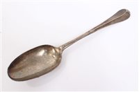 Lot 444 - George II silver Hanoverian pattern tablespoon...