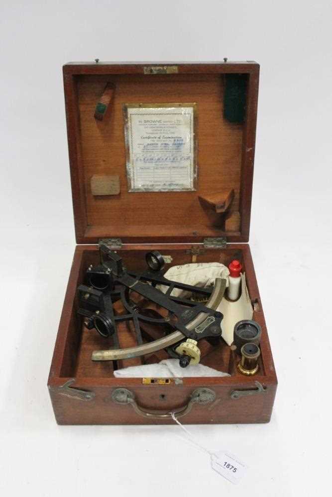 Lot 1875 - A ‘Hezzanith’ sextant in mahogany case, supplied by Capt. O. M. Watts