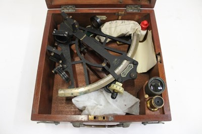 Lot 1875 - A ‘Hezzanith’ sextant in mahogany case, supplied by Capt. O. M. Watts