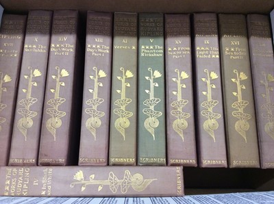 Lot 1244 - Set of 31 Rudyard Kipling volumes of the works of