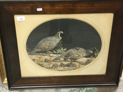 Lot 119 - Unusual Victorian embossed and cut paper picture depicting grouse and chicks, in glazed frame