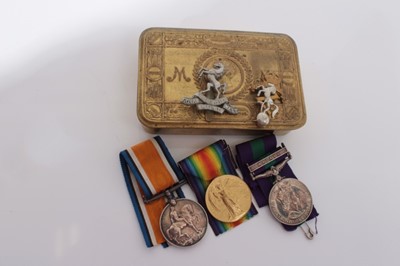 Lot 251 - First World War pair comprising War and Victory medals named to 200572 PTE. G.V. Fermor. R.W. Kent. R. together with an Elizabeth II General Service (pre 1962 type) with one clasp