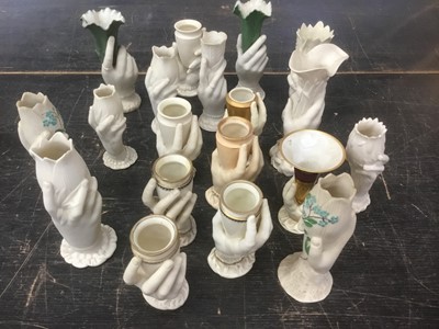 Lot 171 - Good collection of Victorian porcelain and Parian ware hand vases, by Worcester and other factories