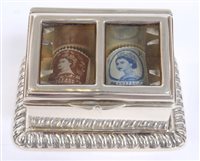 Lot 447 - Victorian silver two-compartment stamp box of...