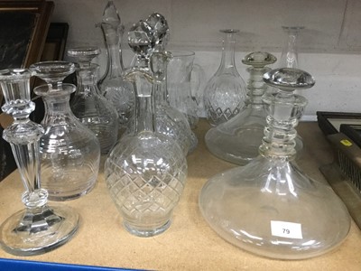 Lot 79 - Pair of ships decanters together with two other pairs of decanters and other cut glass decanters and jugs