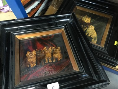 Lot 82 - Pair of oil on canvas studies of kittens together with a pair of oil on canvas landscape scenes (4)