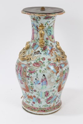 Lot 116 - 19th century Chinese Canton vase converted to a lamp