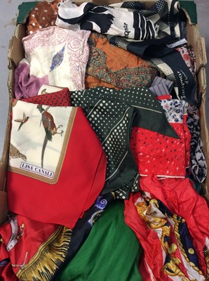 Lot 495 - One box silk scarves, ties and accessories