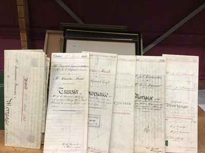 Lot 530 - Six old mortgage deeds and conveyances plus other pictures and ephemera