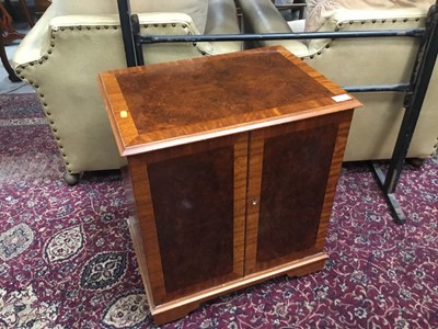 Lot 947 - Burr walnut record cabinet with cross banded decoration 54 cm wide