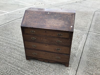 Lot 973 - George III oak bureau