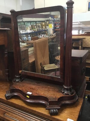 Lot 953 - Victorian mahogany toilet mirror on shaped plateau