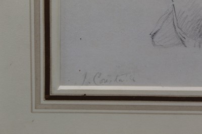 Lot 1154 - Manner of John Constable pencil drawing - a cow, bearing signature, in glazed gilt frame