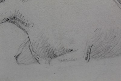 Lot 1154 - Manner of John Constable pencil drawing - a cow, bearing signature, in glazed gilt frame