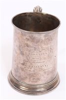 Lot 453 - George III silver mug of tapering cylindrical...