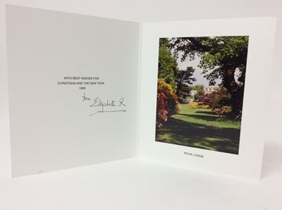 Lot 106 - H.M.Queen Elizabeth The Queen Mother, signed 1999 Christmas card 'From Elizabeth R '