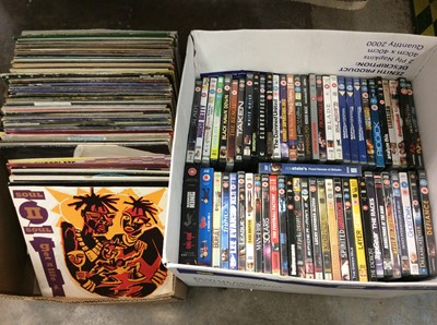 Lot 440 - Two boxes LP records and various DVDs