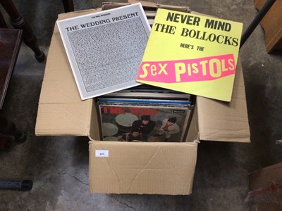 Lot 486 - Box of approx 90 LP records, including Sex Pistols, The Wedding Present, etc