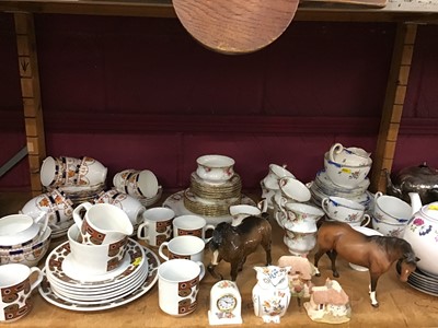 Lot 536 - Royal Albert celebration tea ware, Meakin Studio and other tea ware plus two china horses