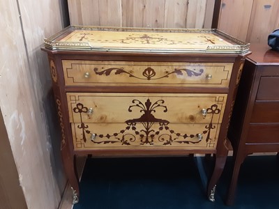 Lot 978 - Antique style chest of three drawers with gilt metal gallery, 78cm wide, 41cm deep, 79cm high