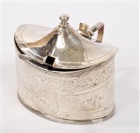 Lot 458 - George III silver mustard pot of oval form,...