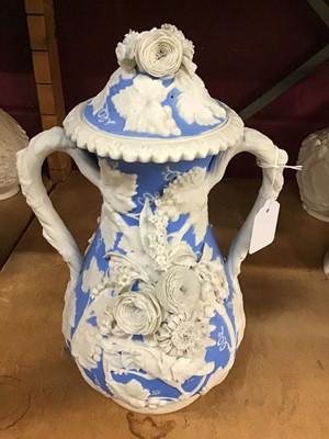 Lot 549 - Impressive Victorian floral encrusted Parian vase and cover