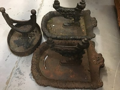 Lot 554 - Pair of Victorian cast iron boot scrapers and another