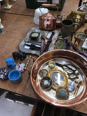 Lot 478 - Sundry items, including Victorian copper, paperweights, photo frames, etc