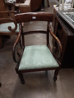 Lot 988 - Two Regency elbow chairs with scroll arms and