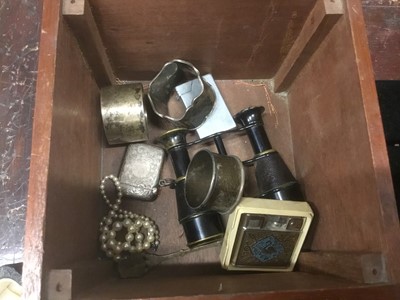 Lot 192 - Silver christening cup, napkin rings, vesta, Zeiss 8 x 20b pocket binoculars other items
