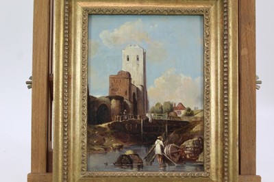 Lot 1251 - William Clarkson Stanfield oil on canvas Porchester Castle, label verso.