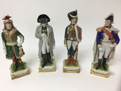 Lot 289 - Four Continental porcelain military figures.