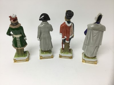 Lot 640 - Four Continental porcelain military figures.