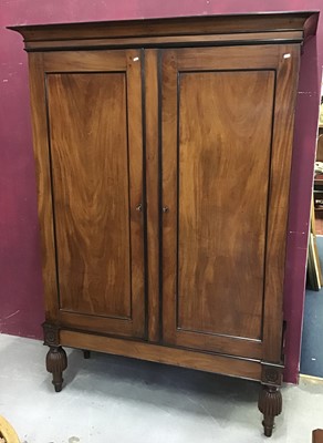 Lot 782 - 19th century Anglo-Indian hardwood and ebony wardrobe