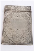 Lot 464 - Victorian silver card case of rectangular form,...