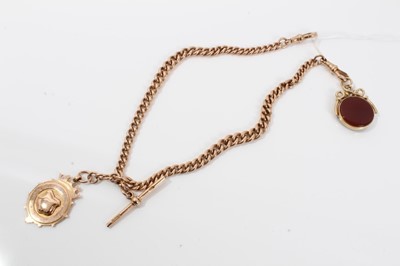 Lot 122 - 9ct rose gold watch chain.