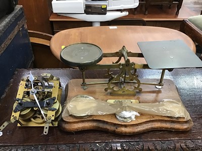 Lot 552 - Set of brass scales together with early 20th century postal scales