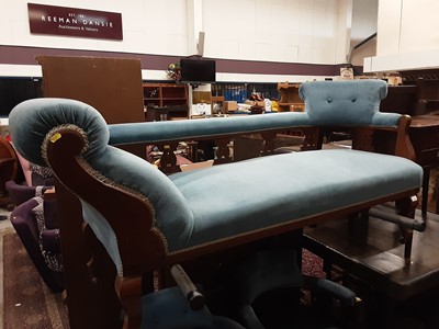 Lot 1030 - Late 19th century chaise and similarly upholstered pair of chairs