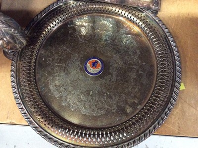 Lot 531 - Silver plated bowl by Garrards with three scrolled supports.