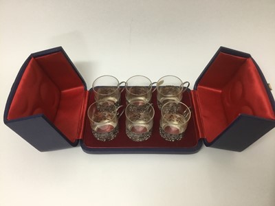 Lot 276 - Set of six late Victorian tea glasses with silver holders