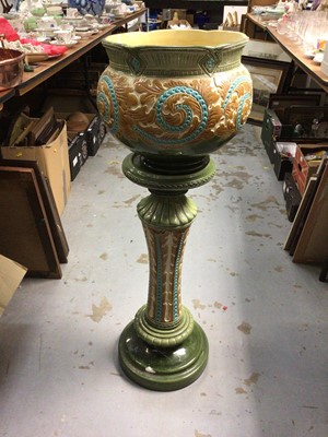 Lot 473 - Burmantofts faience jardiniere and stand