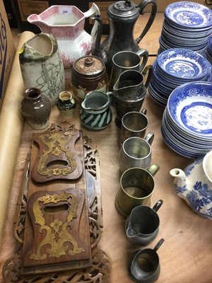 Lot 265 - Group of silver plated ware together with a book slide, folding mirror and ceramics