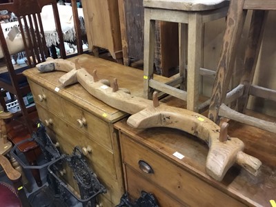 Lot 1018 - Old rustic pine yoke converted to coat rack