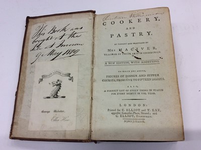 Lot 1009 - Mrs (Susan) MacIver, Cookery and Pastry, a New Edition with additions, printed Elliot, Edinburgh, 1789