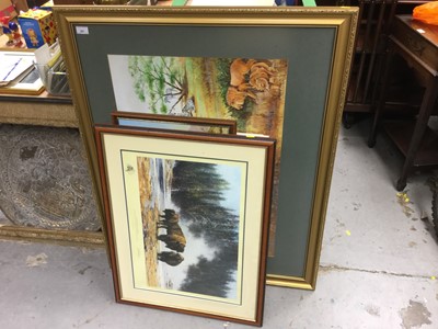 Lot 281 - David Shepherd signed limited edition print 'The Hot Springs of Yellowstone' no. 457 / 1500 together with a group of other wildlife related prints (qty)