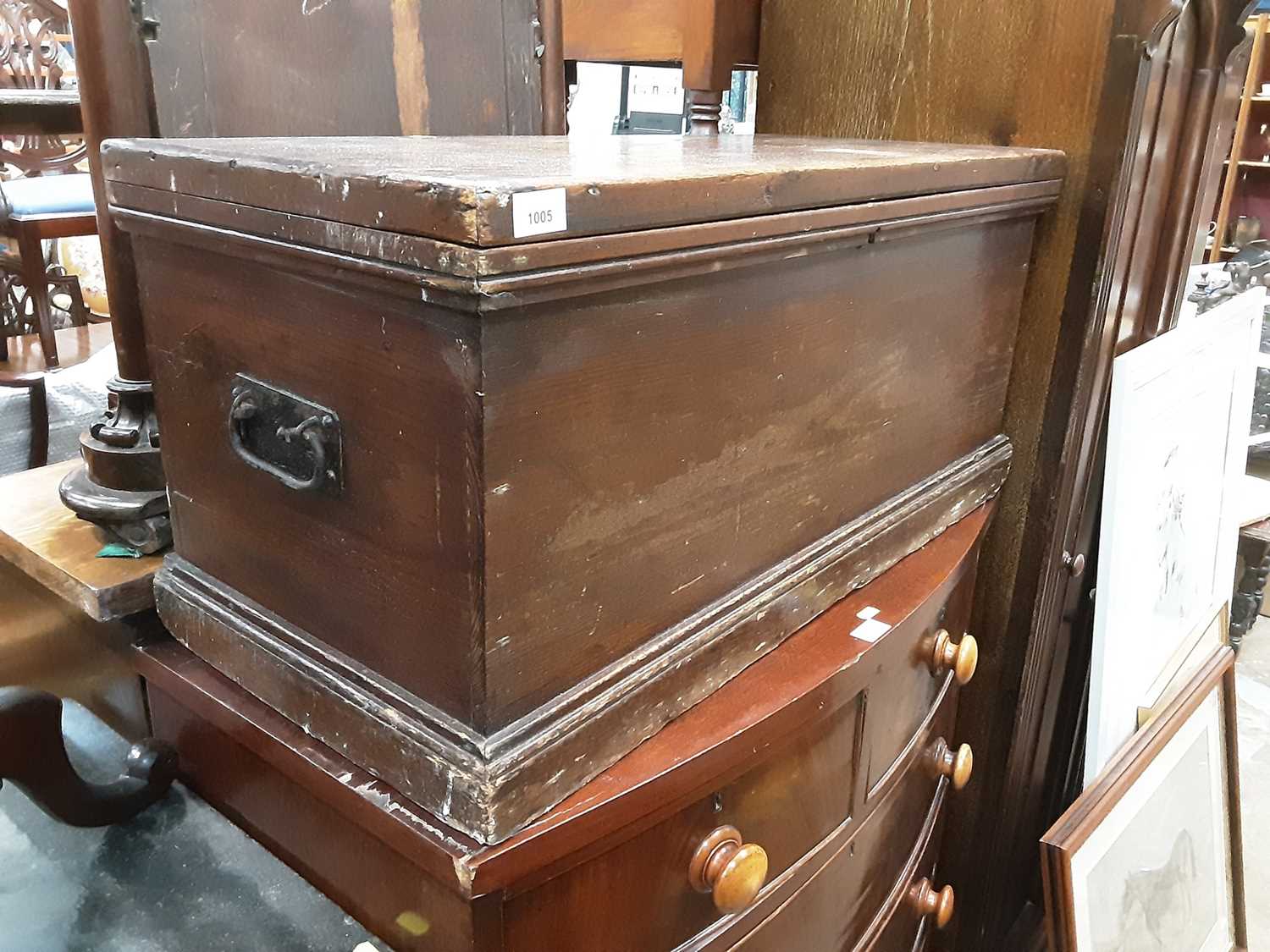 Lot 1005 - Victorian blanket box with metal side handles